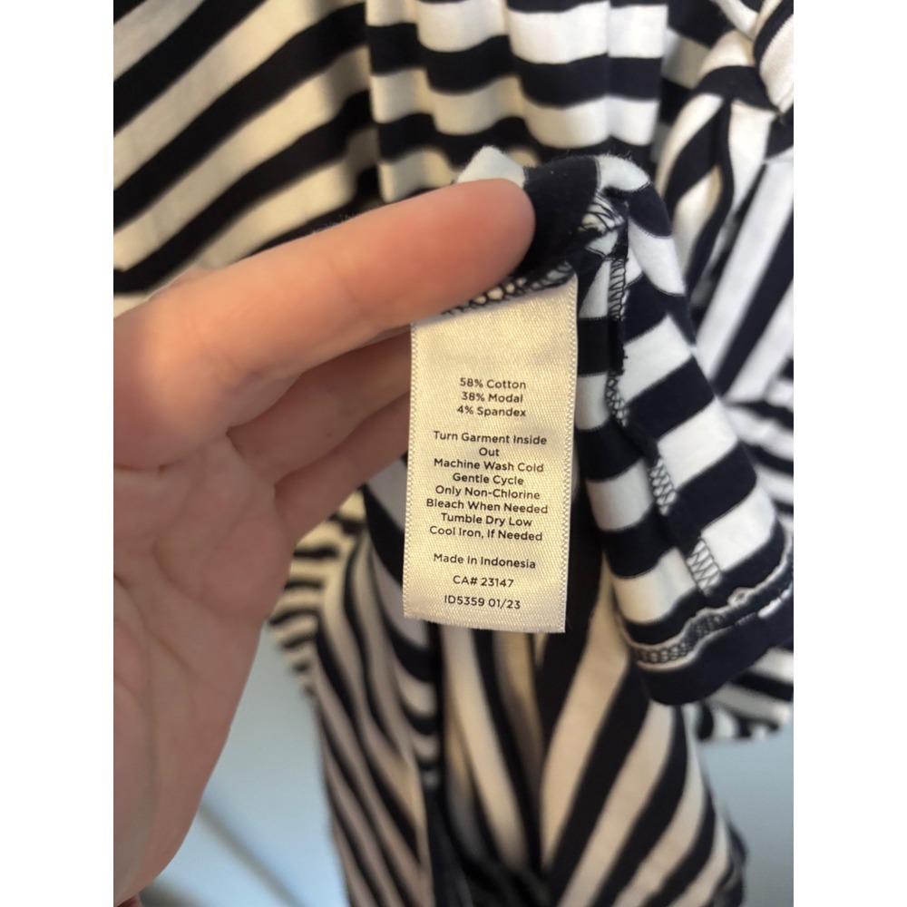 Talbots Striped Maxi Dress Navy White Wrap V-Neck Large Petite Cotton - Picture 9 of 9